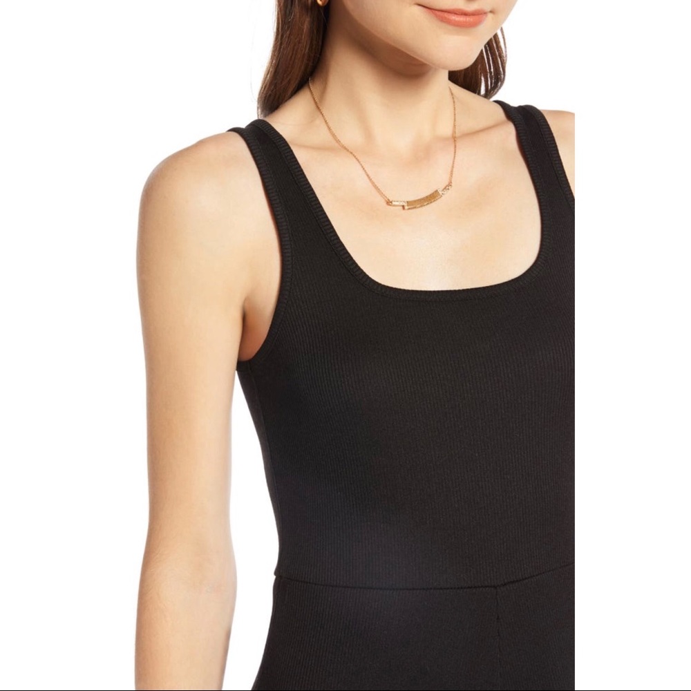 Treasure & Bond Black Midi Scoop Neck Dress